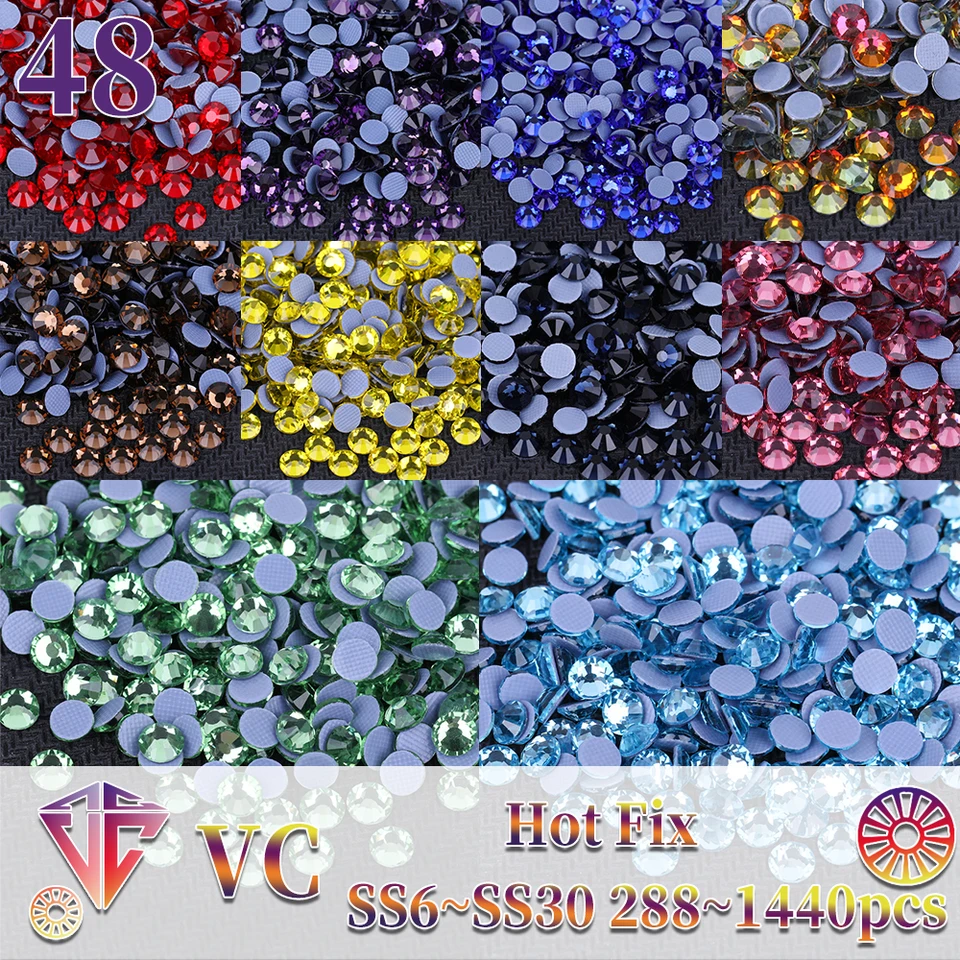VC Multi-colore SS6-SS30 Cristallo Di Vetro HotFix Strass Flatback - Foto 12