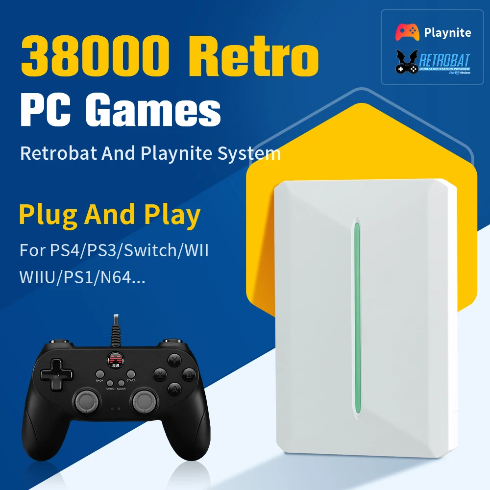 

Retrobat & Playnite Retro Gaming External Hard Drive For PC 500GB Game HDD With 38000+ Games For PS3/PS2/Switch/WII/WIIU/N64/DC