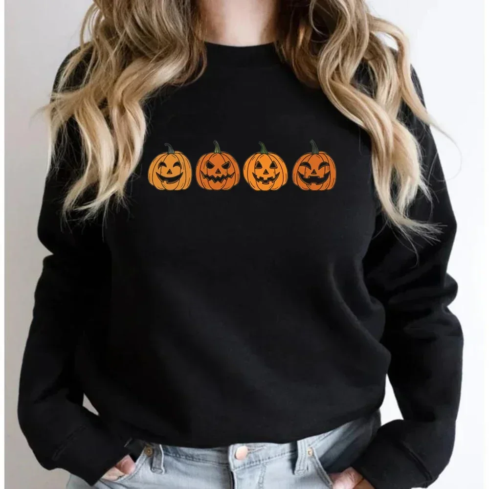 

Осенняя толстовка с круглым вырезом, свитшоты с рисунком в стиле Хэллоуин, Джек-о-фонарик, женские худи с графическим рисунком, пуловеры с длинным рукавом, Топ