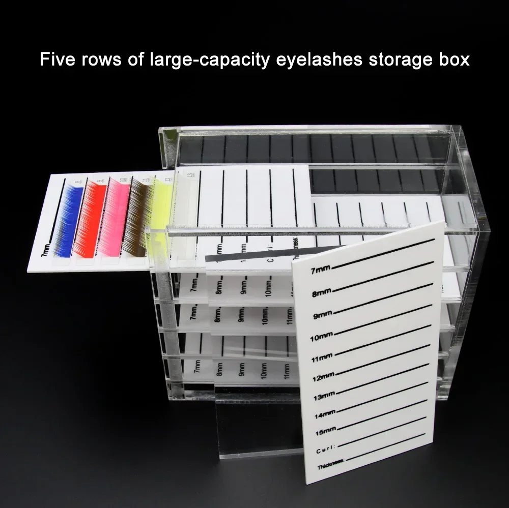 5-Tier Acrylic Lash Organizer Box-Salon-Grade Hygienic Storage Case for False Eyelashes|Travel-Friendly Makeup Artist Essentials
