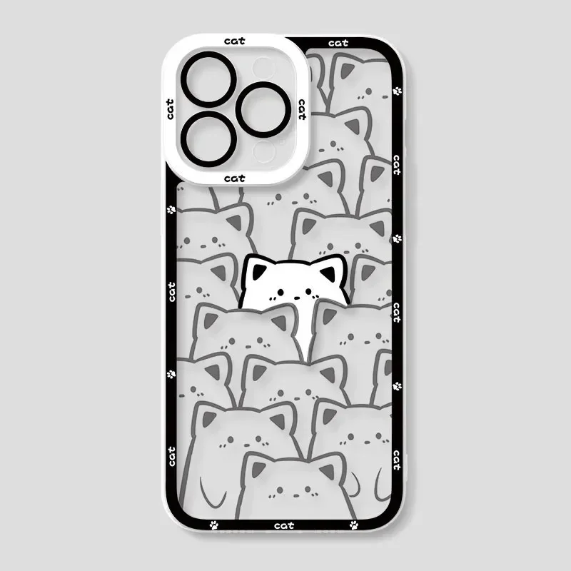 Cute Cartoon Cat Couple Phone Case for iPhone 17 16 15 14 thumbnail 5