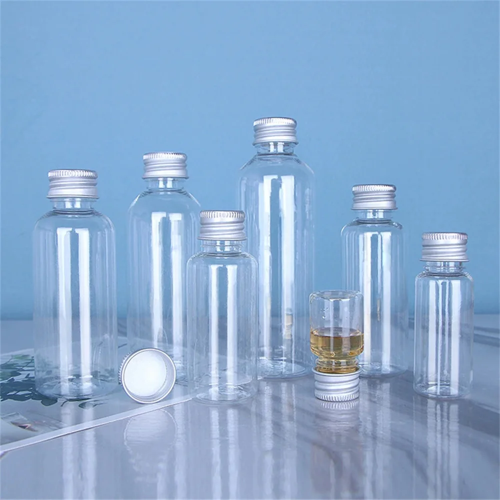 2pcs/lot Plastic Bottle With Aluminium Screw Cap Travel Kit Empty Refillable Bottles Jars 5ml to 100ml PET Cosmetic Container cosmetic bottle,cosmetic bottle set,cosmetic cream bottle,cosmetic pot jars