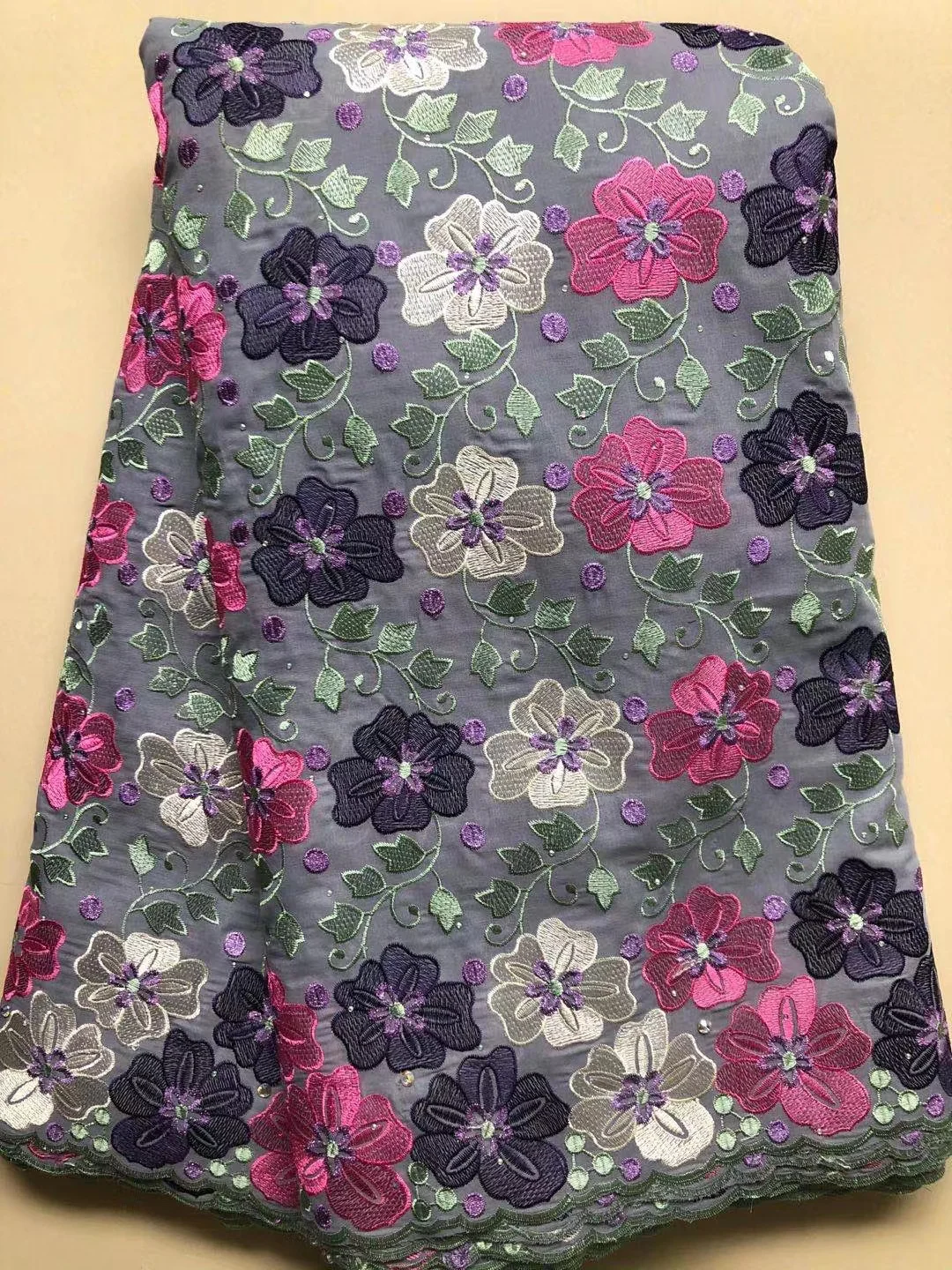 

MAY LACE 2023 High Quality 5 Yards Swiss Voile Lace Fabric African Cotton Nigerian Embroidery Lace Fabric With Stone For Wedding