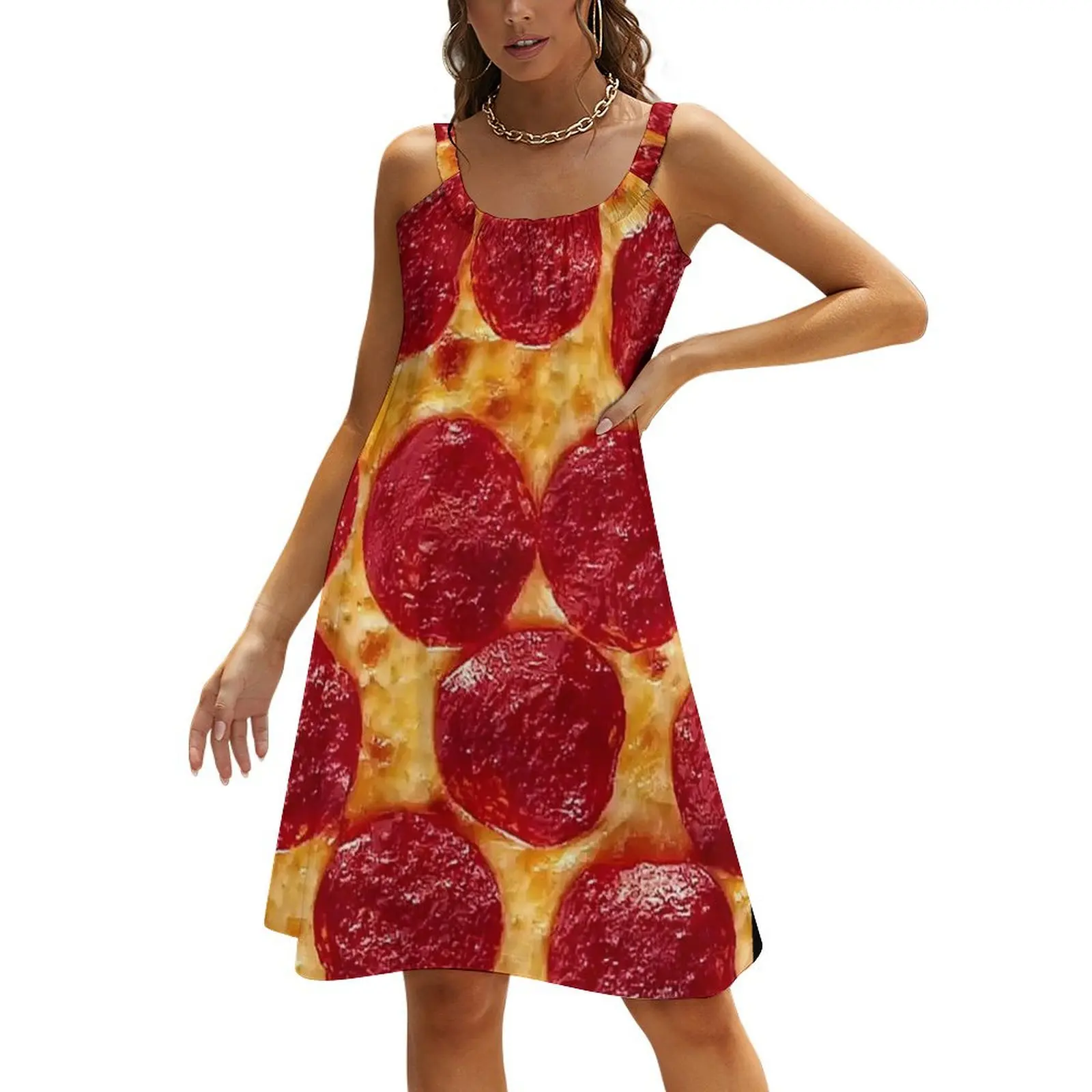 

Pepperoni Pizza Beach Sling Skirt Dress vintage summer dress for women 2024
