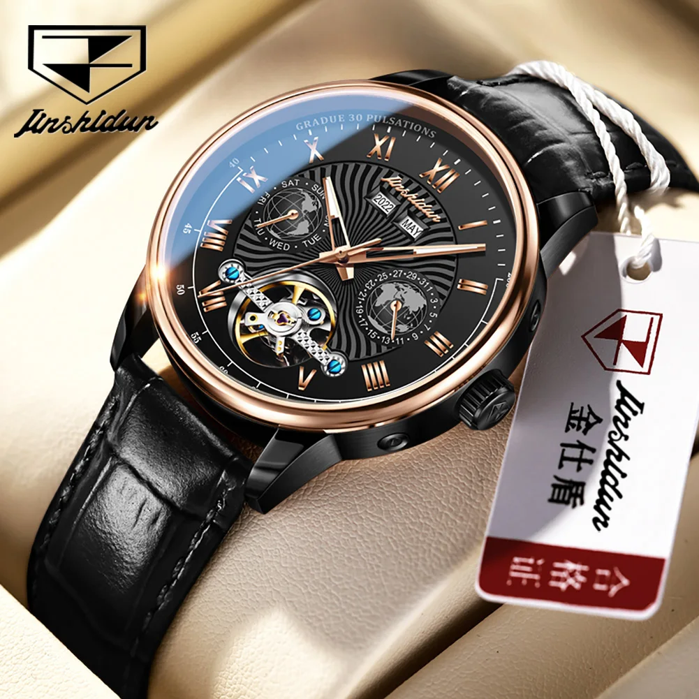 

JSDUN famous brand watch Automatic Mechanical Watch Tourbillon Dial 41mm Watch Hollow Waterproof mens fashion watches