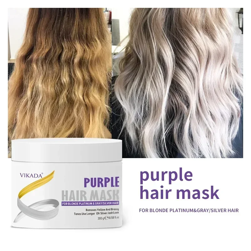 300g Make Hair Soft Smooth Removes Yellow and Brassy Tones Conditioner Cream Purple Hair Mask Repairs Frizzy purple hair mask for blonde hair removes brassy yellow tones lightens blonde ash silver grays hair care treatment sulfate free