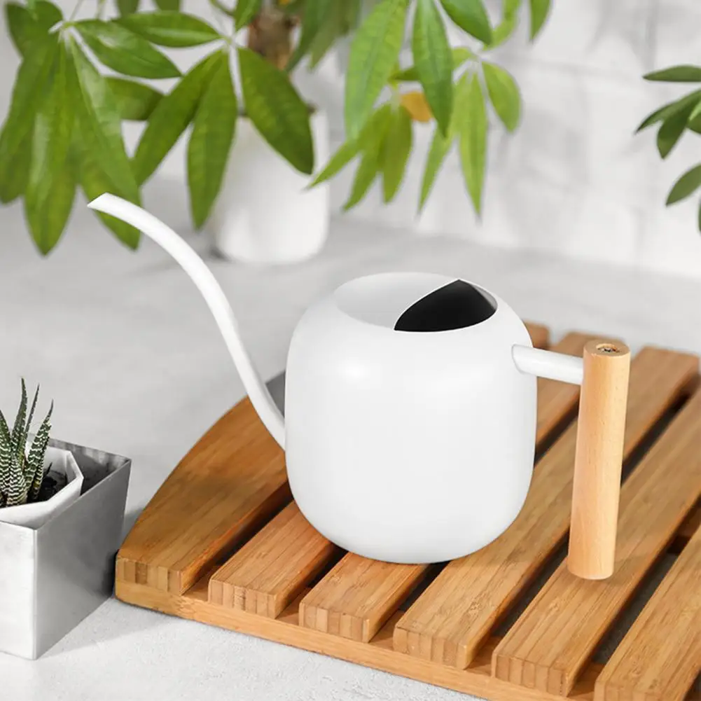 Watering Can Stainless Steel Long Spout Large Capacity Wooden Handle Plants Flowers Watering Pot Gardening Supplies 1200ML