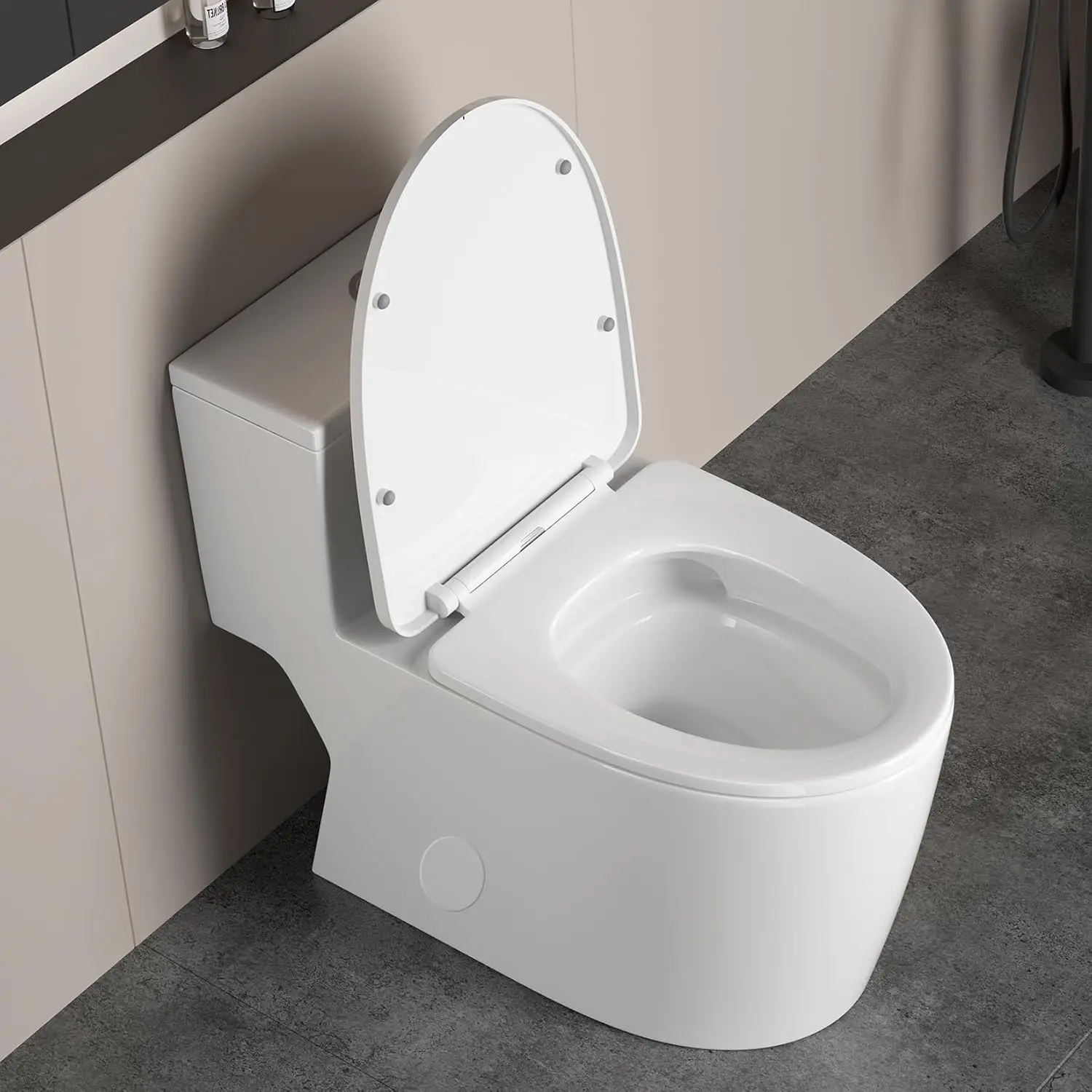 12"in One Piece Elongated Modern Toilet 3.1-Inch Huge Trapway Pipe Glazing Top Dual Flush 1.1/1.6 GPF 2
