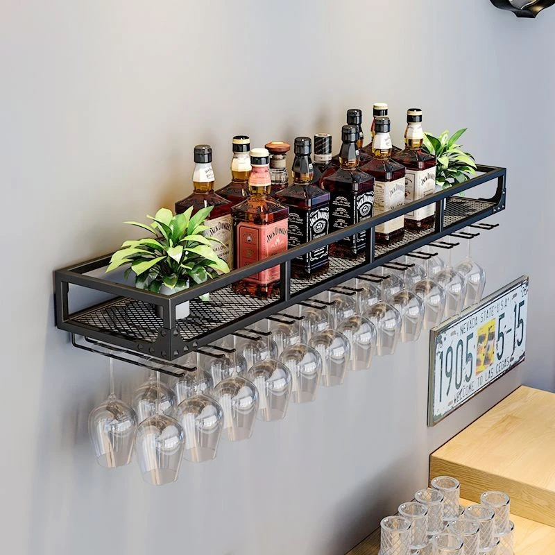 ชั้นวางไวน์ติดผนังสไตล์หรูหรา ที่แขวนแก้วไวน์แบบคว่ำ ชั้นวางเก็บของสำหรับบ้าน บาร์ ห้องครัว ห้องรับประทานอาหาร ตกแต่ง 1