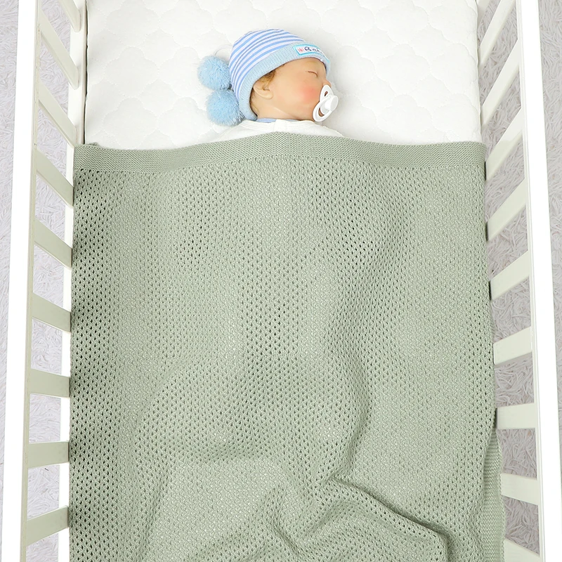 Solid Color Anti-wrinkles 0-24 Months Newborn Infant Blanket Knitwear Acrylic  70 by 90 cm Baby Swaddle Wraps Toddler Blankets 6
