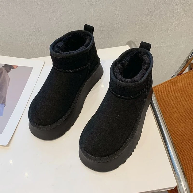 2024 Sheepskin Wool Comprehensive Anti-skid Snow Boots Women's Mini Short Boots Warm Winter Thickened Women's Shoes Botas Mujer
