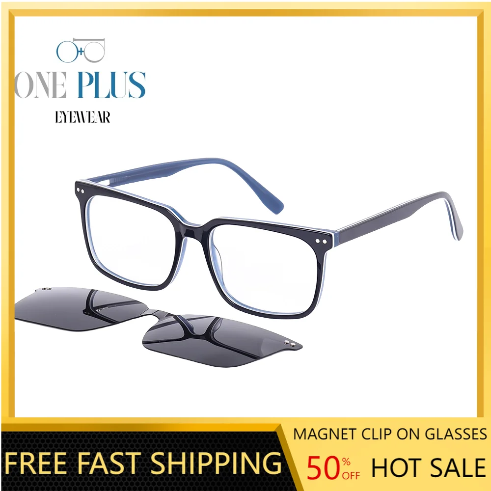 

Prescription Glasses Magnet Clip on Polarized Sunglasses Acetate Glasses Frame Blue Cut Eyeglasses Frames G5256 One Plus Eyewear