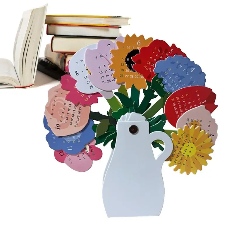 

Цветочная ваза, календарь, Креативный цветочный стол, календарь, уникальный женский ежемесячный календарь, фотоформа 12 месяцев