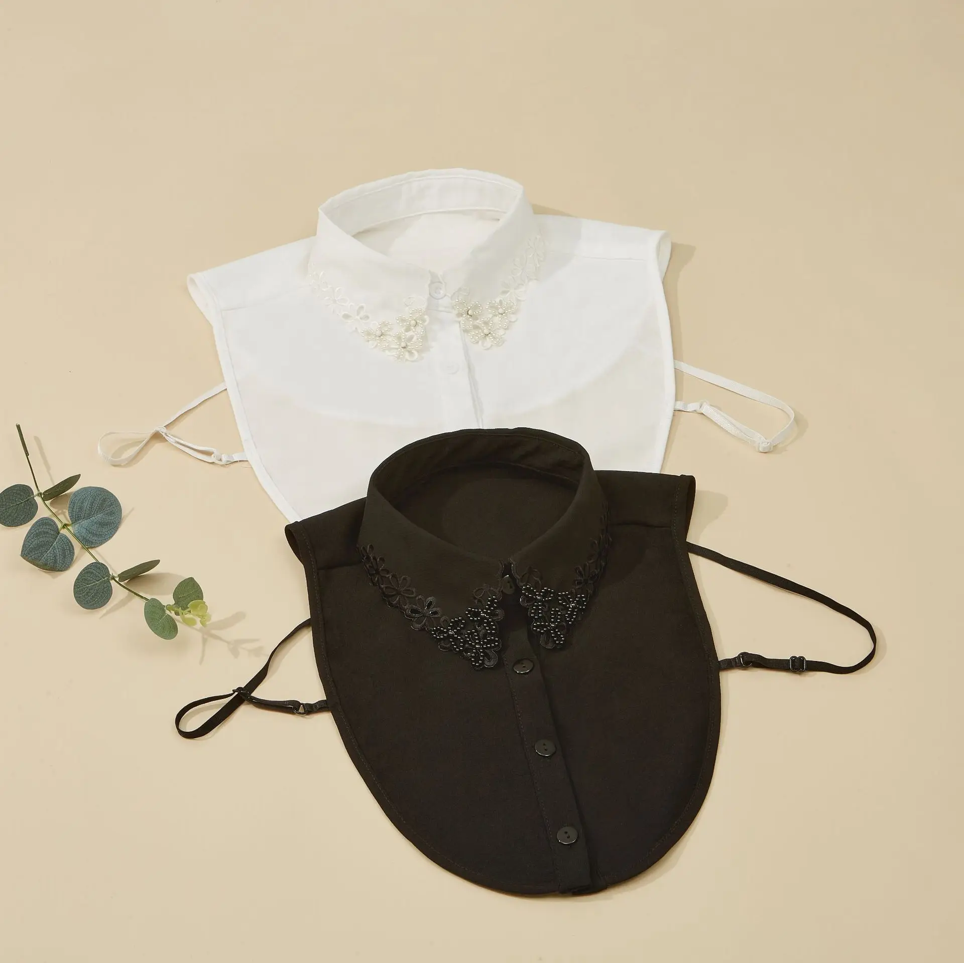 

Women Handmade Floral Beads False Collar Autumn Sweater Blouse Fake Collar Female Removable Shirt Detachable Collar