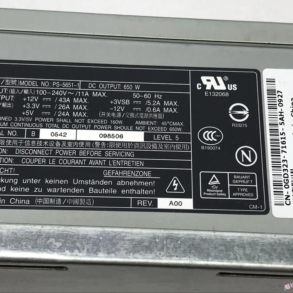 para Dell Poweredge 1800 650w Fonte de Alimentação do Servidor Gd323 0gd323 Ps56511 - Imagem 4