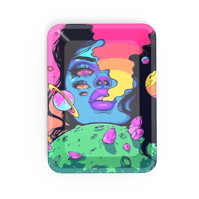 Rolling Tray Tobacco Cigarette Paper Trays Smoking Accessories Grinder Storage Metal TinPlate Customize 7.1X4.7in Plate 4