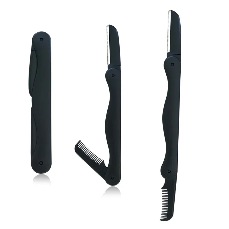 Eyebrow trimmer set 2p/1 black folding eyebrow trimmer with comb micro blade safety protection eyebrow scraper beauty tools razor face razor