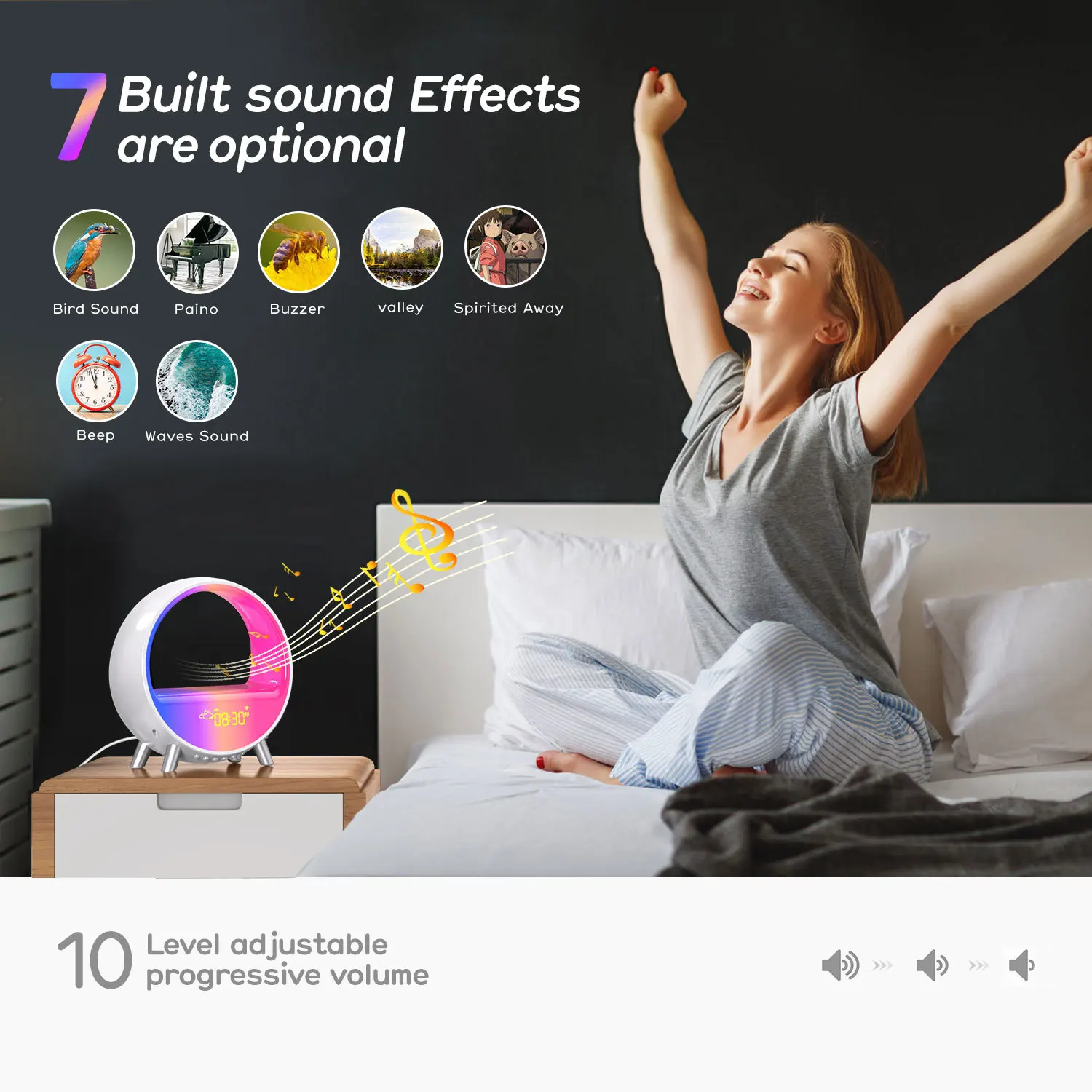 Smart WiFi Sunrise Alarm Clock Night Light Wake Up Light Sunset Lamp Google Home Room Decor Bluetooth Speaker AliExpress