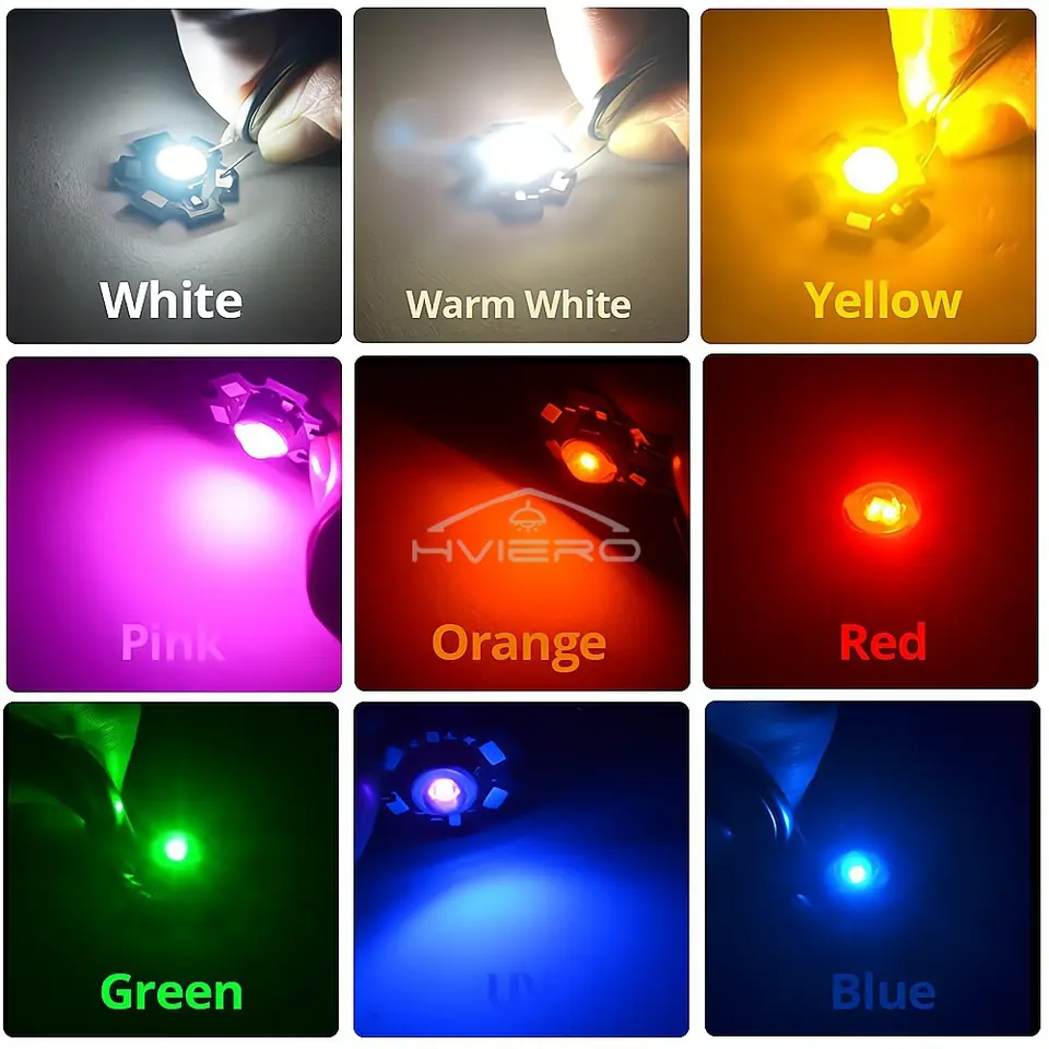 10X 20mm 3V 3W Led High Power Chip Light Bead White Red Blue Green Led Beads Emitter LED Bulb Diodes Lamp with Star Min Heatsink image 2