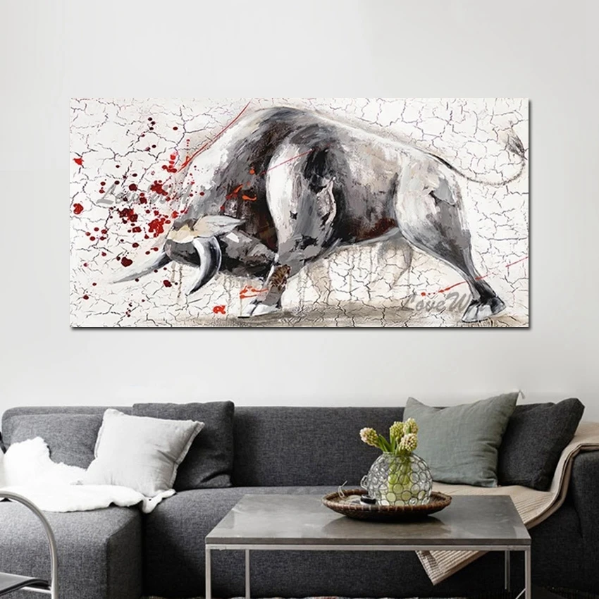 

Large Size Art Decoration No Framed Canvas Oil Paintings Of Cattle Abstract Wall Poster Contemporary Animal Picture Artwork