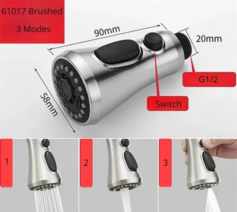 Kitchen Pull Out Faucet Sprayer Nozzle Sprayer ABS Durable Water Saving Shower Spray Head Bathroom Basin Sink Tap Replacement - Image 15