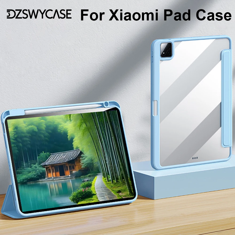 Sleek Clear Acrylic Tablet Case with Pencil Holder
