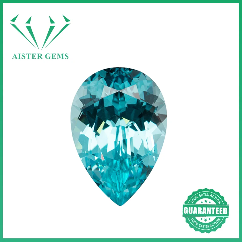 New Lab Grown Paraiba Gemstone A Forma Di Pera Neon Blue Tormalina Sintetica Pietre Preziose Sciolte Con Certificato Agl