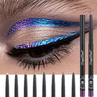 Crayon Gel Eyeliner Caméléon Imperméable Effet Chrome Brillant, Ombre à Paupières Scintillante Vert Doré Nacré pour Maquillage des Yeux Effet Silkworm 2