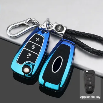 Custodia per portachiavi a distanza per auto in metallo Silicone a 3 pulsanti per Ford Ranger C-Max S-Max Focus Galaxy Mondeo Transit Tourneo Custom