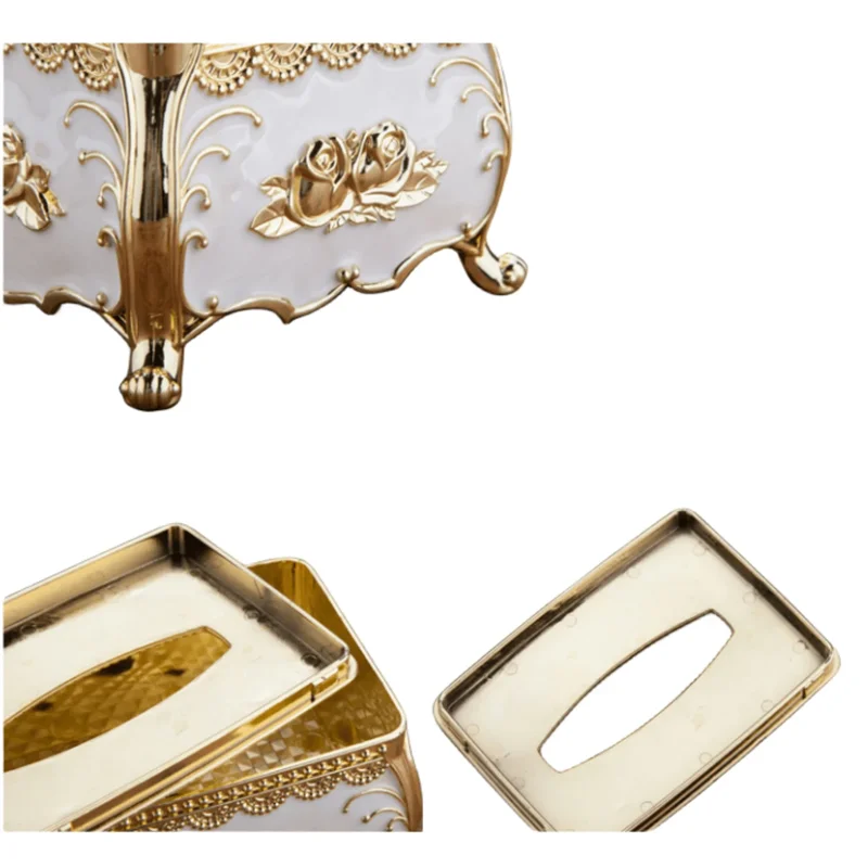 1Pcs gold storage tissue box Nordic style light luxury gilded decorative storage box suitable for living room/bathroom cabinets 5