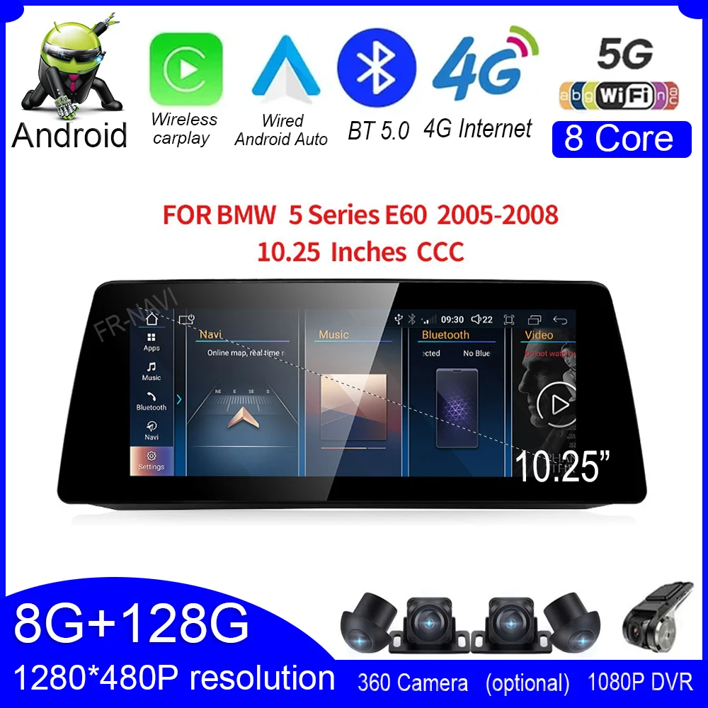 

Android 14 For BMW 5 Series E60 2005-2008 CCC System 10.25" Car Video Radio IPS Screen Player Multimedia GPS Navigation BT