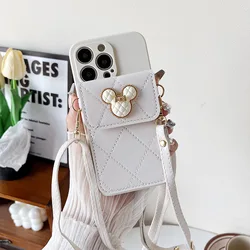 Cartoon Diamond Leather Wallet Soft Case with Lanyard Cover for iPhone X XS (WHITE)