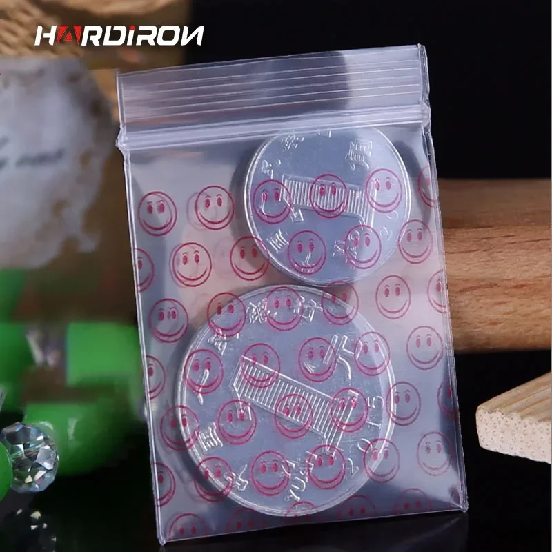 500PCS  Smile Face Small Size Self Sealing Zip Lock Bags Thick Jewelry Pouches Transparent Plastic Mini Packaging Zipper Bags 3