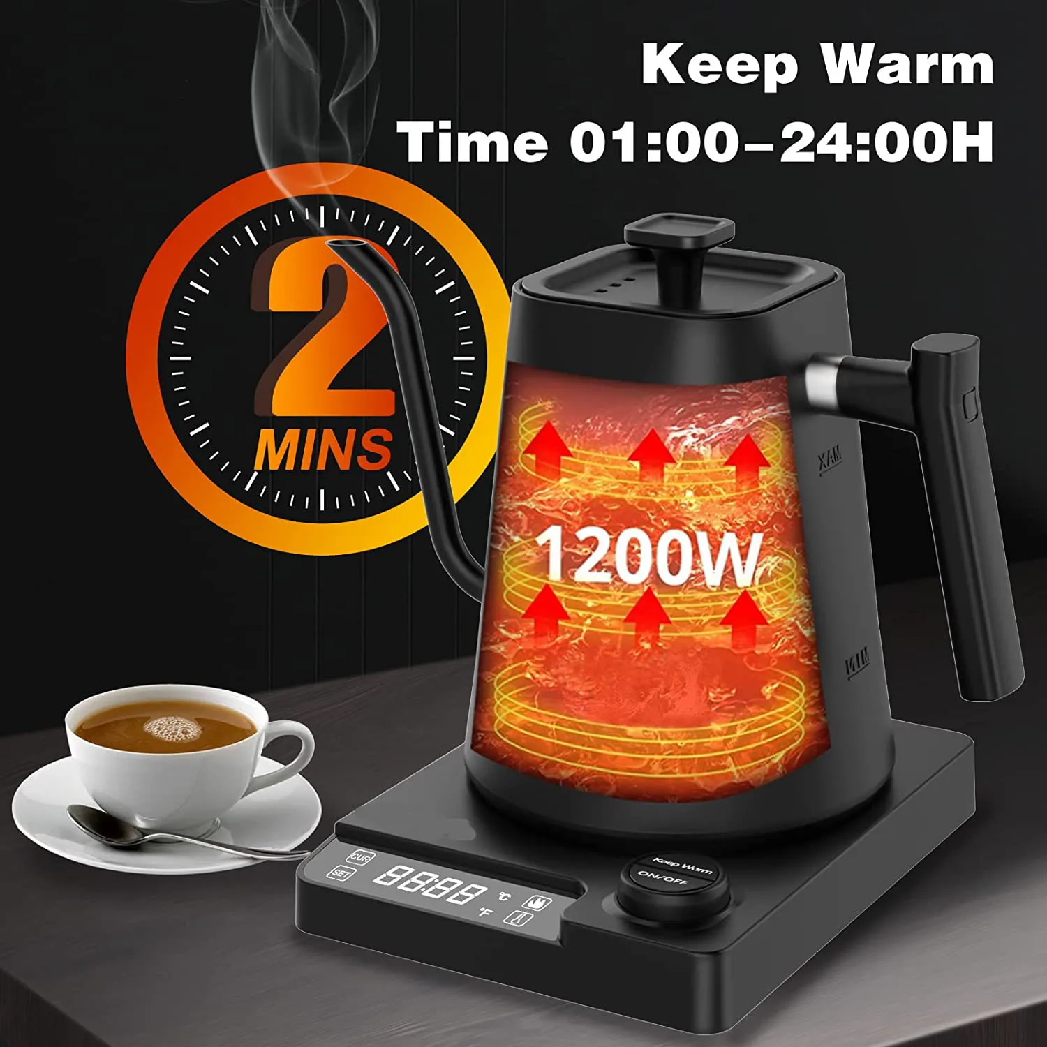 electric kettle New design hotel gooseneck coffee drip kettle hot water thermostat kettle 6
