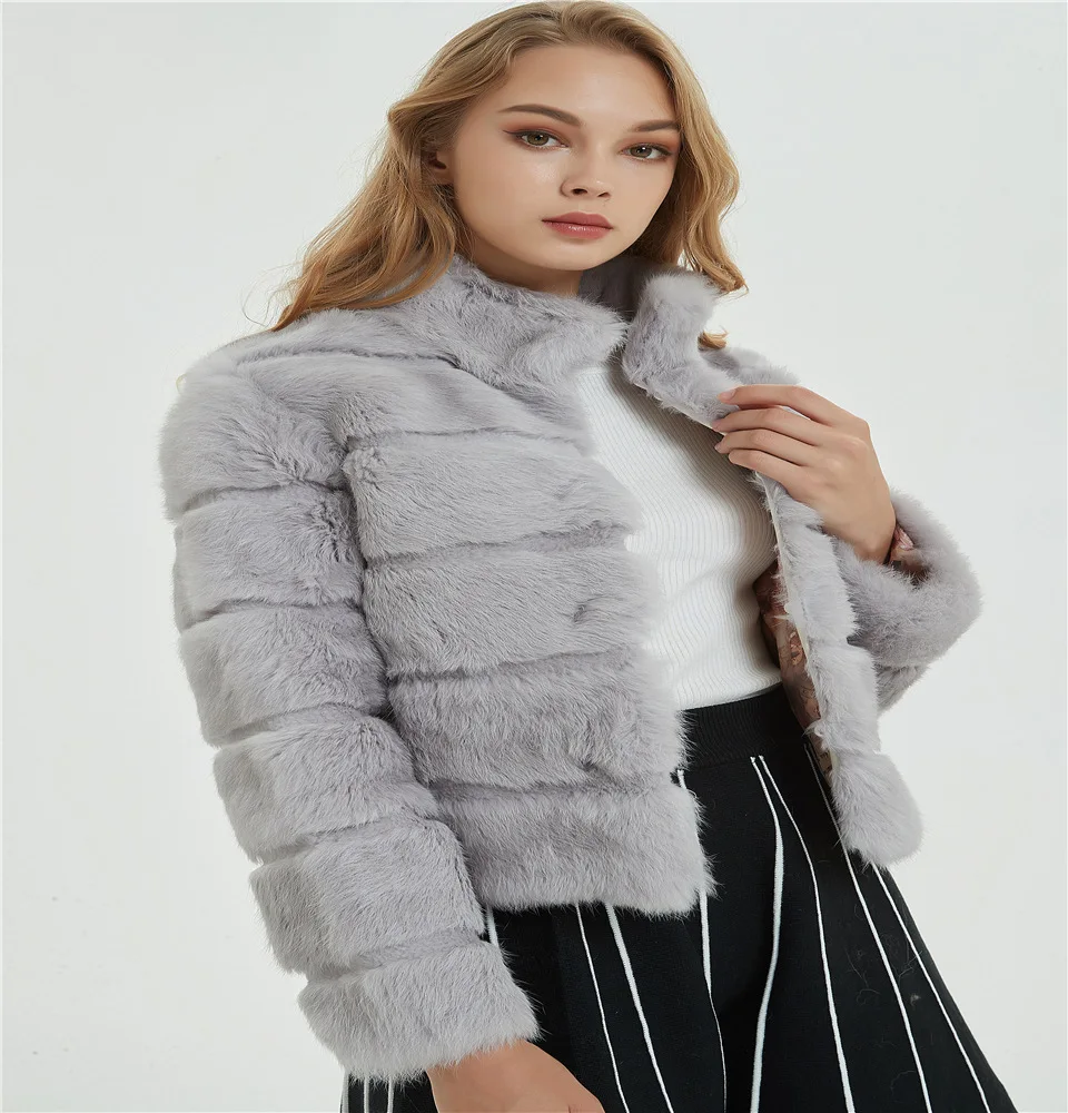 puffer coat with hood women's winter jacket female rabbit fur coat ladies solid Fashion Thick Warm Fur casual fur faux fur coat xk2-60 warmest winter coats for women Coats & Jackets