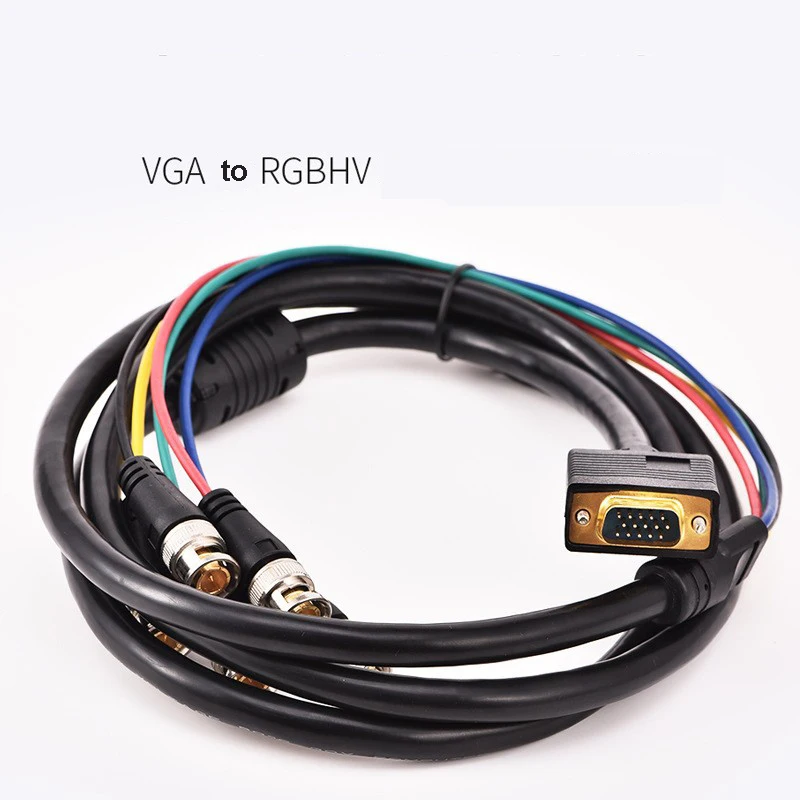 Vga to 5bncビデオケーブル、オス-Bncビデオライン、1080p hdケーブル変換rgbhv、大画面ビデオコード、10m、5m、3m、1.8m  - AliExpress VGA - 5 BNC RGBHV ケーブル オスコネクタ 接続コード 高解像度 デジタルスクリーンとモニター用 ビデオケーブル、VGA から 5 BNC RGBHV ケーブル、双方向相互通信同軸 アダプタコード、HDTV およびプロジェクター用
