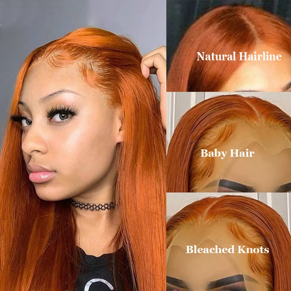 T Part Lace Wig 30 32 Inch Ginger Orange Color Straight Brazilian Hair  Transparent Lace Front Human Hair Wigs Remy For Women - Lace Wigs -  AliExpress