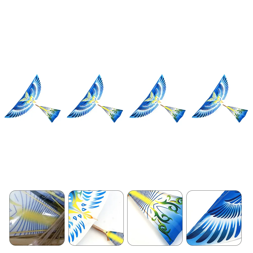 

4 Pcs Assembled Toy Flying Bird Kids DIY Children Ornithopter Birds Models Airplane Rubber Band Power See Beach Handmade