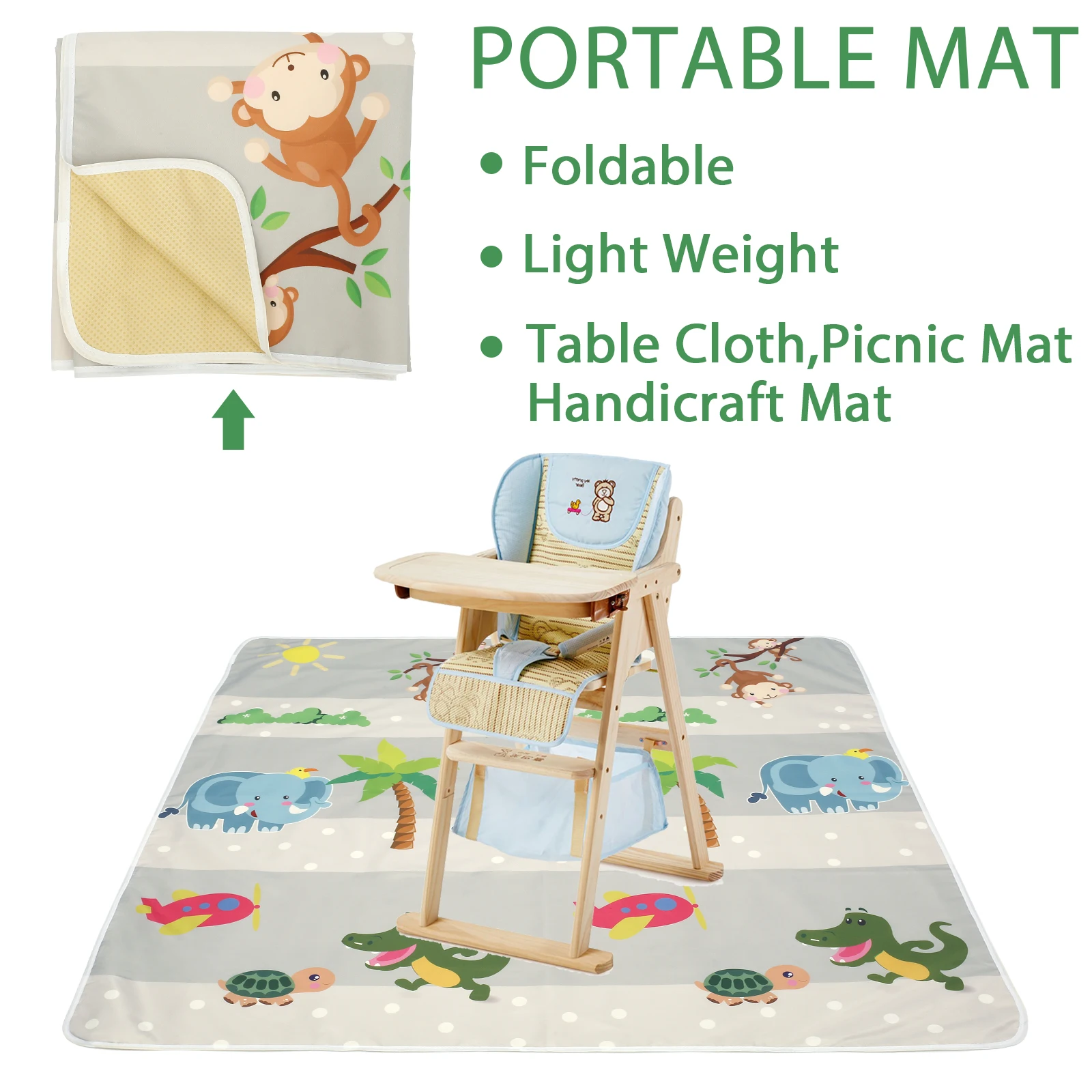 Baby Splat Mat for Under High Chair Anti Slip Washable Waterproof
