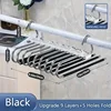1 pc Stainless Steel Retractable Trouser Rack Folding Multi-functional Multi-layer Hanger Home Storage Clothes Drying Rack 6