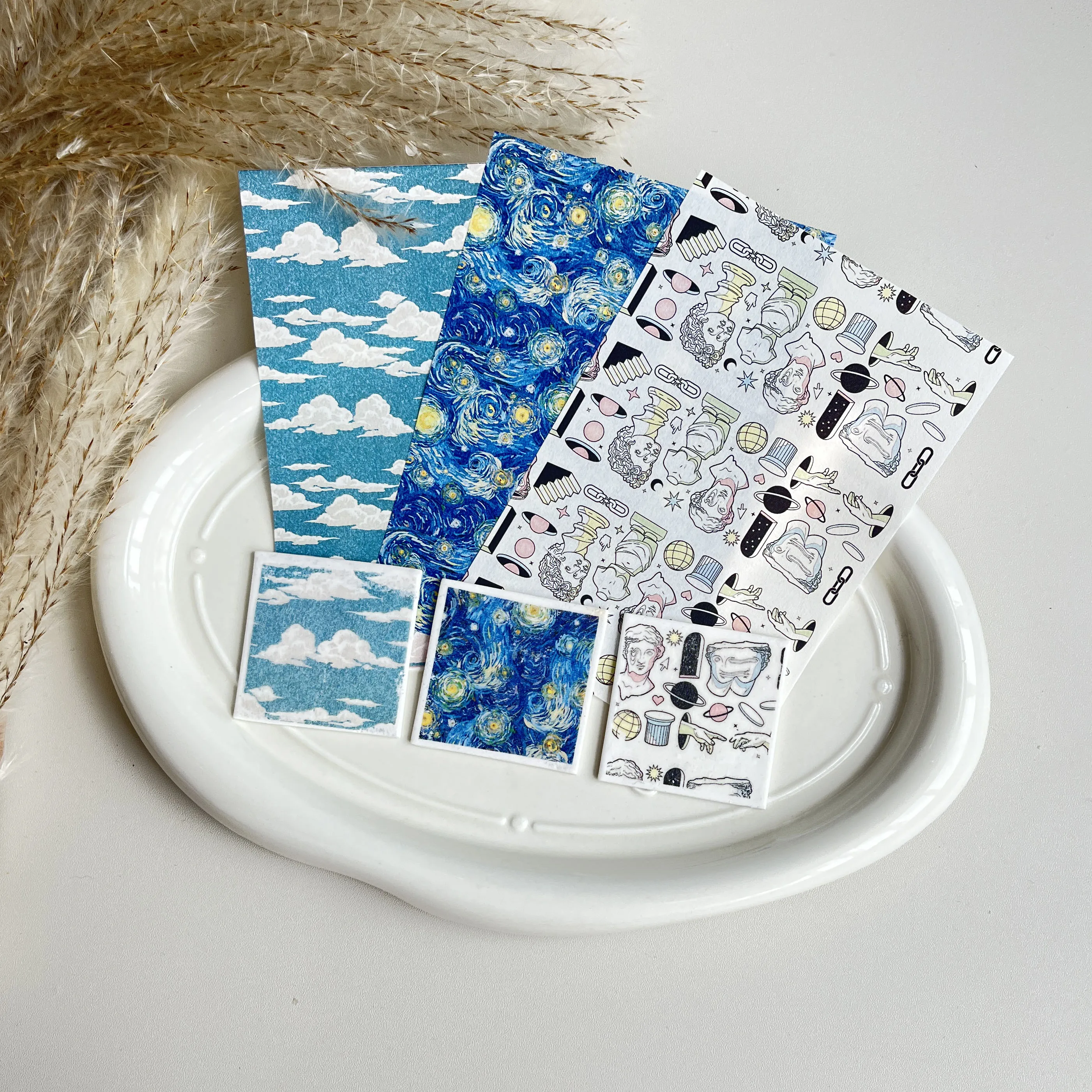 Polymer Clay Tools Ceramic Transfer Paper Art Series Soft Pottery Special Watercolor Transfer Paper Idyllic DIY Earrings Jewelry Coloring Color Sticker Polymer Clay Tools