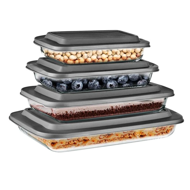 9 X 9 Inch Glass Baking Dish,High-Borosilicate Square Glass Bakeware With  Plastic Lids