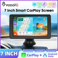 Podofo Écran tactile 7 pouces pour voiture avec Carplay et Android Auto, commande vocale, autoradio, lecteur intelligent, caméra de tableau de bord 1