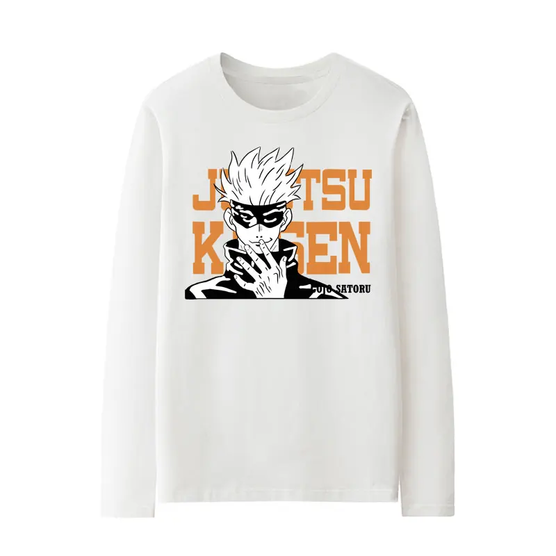 

Spell Back To Battle Long Sleeve T-shirt Men Five Wise Knotweed You Anime Joint Cotton Spring And Autumn Loose Clothes