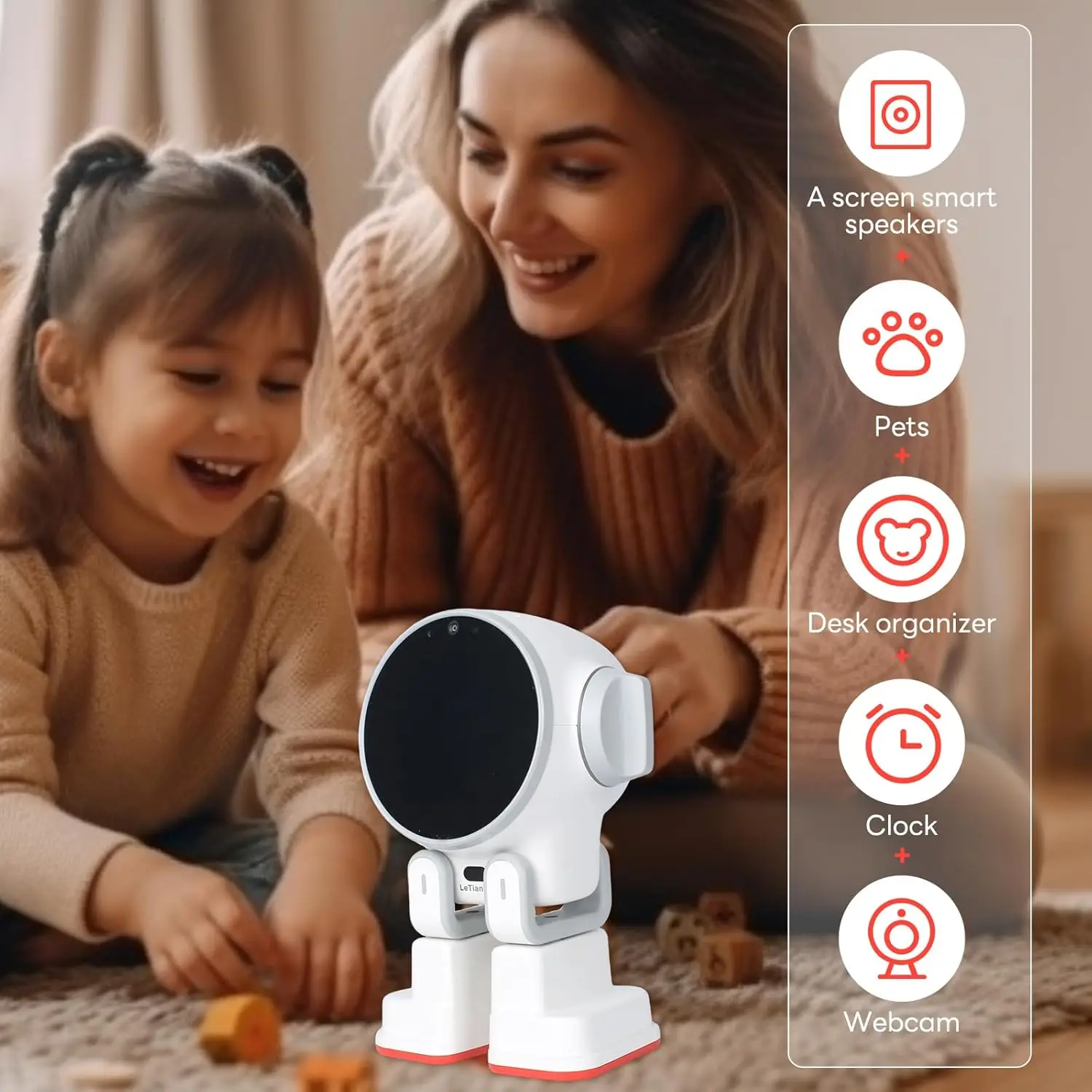 AI Rux Smart Pet Robot Emotional Interactive Companion Voice Dialog Remote Monitoring Built-in 4GB RAM/32GB Kids Gift kawaii pet