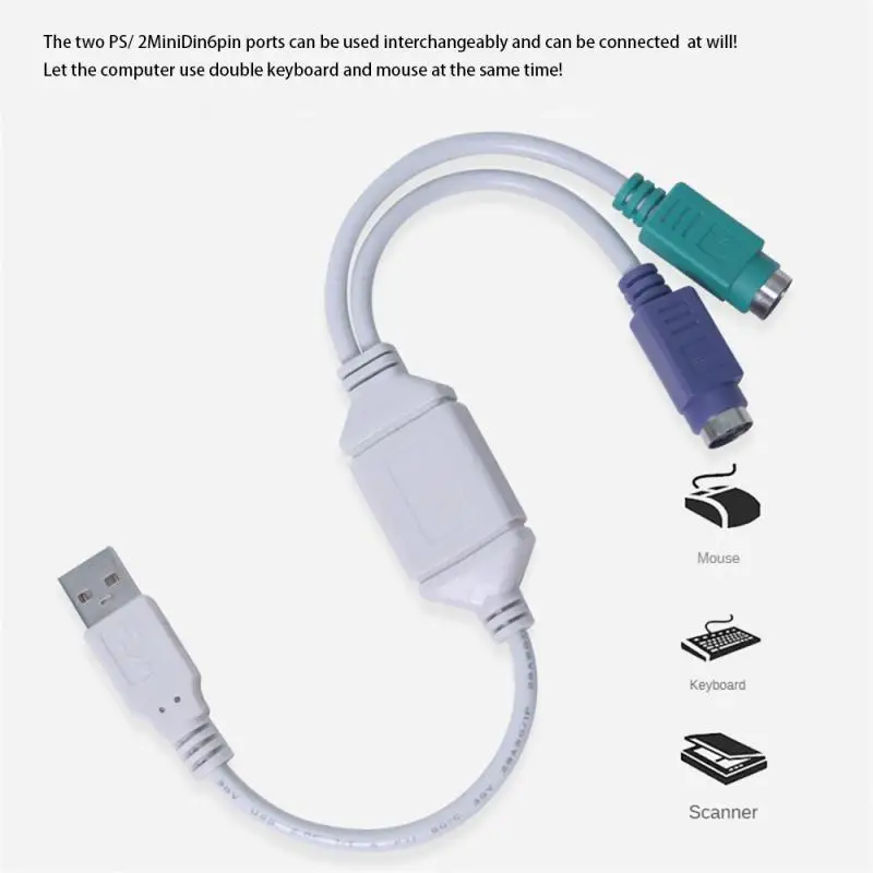 

USB-кабель-конвертер RYRA с клавиатурой и мышью, штекер USB на гнездо PS2, адаптер-кабель для ноутбука, Подключение клавиатуры USB