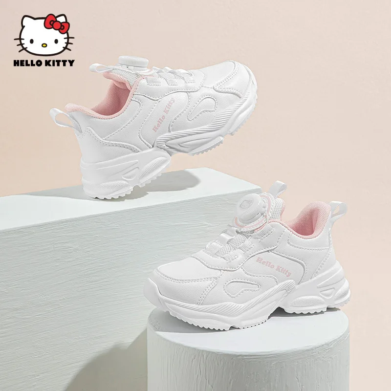 

Kawaii New Hello Kitty Childrens Rotating Button Shoes Girls Sports Shoes Running Shoes Mesh Breathable Childrens Shoes