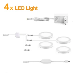 Smart LED Ceiling and Cabinet Light with Tuya App Control - Dimmable, Ultra - Thin, Voice - Activated - Warm White (4Pcs LED Light)