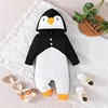 0-18M Toddler Baby Girls Boys Rompers Penguin Shape Buttons Hooded Long Sleeve Romper Winter Fall Clothes 1