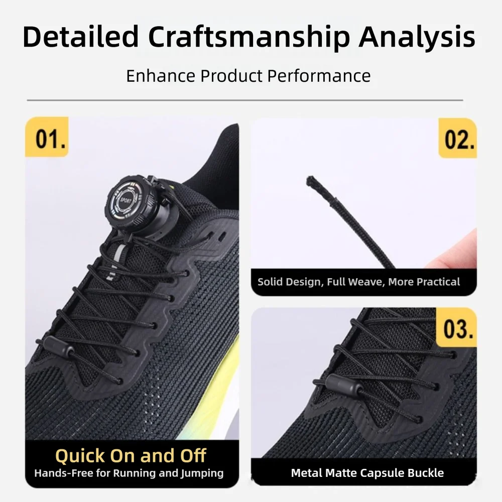 1Pair New Thick Rope Swivel Buckle Laces Quick Lock Easy Installation No Tie Shoelaces Quick Lock Shoestrings Children Adults